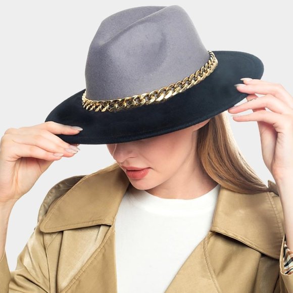 Accessories | Metal Chain Band Two Tone Panama Hat | Poshmark display picture 2